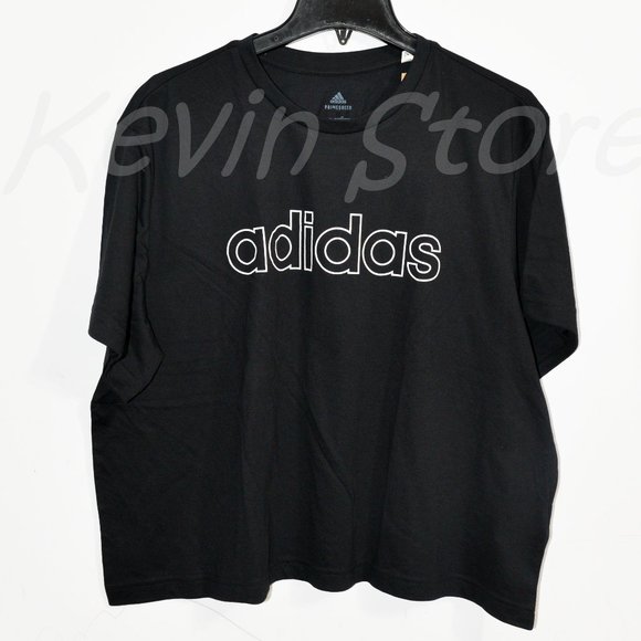 BLACK NWT Adidas Ladies' Logo Crop Tees - Picture 3 of 5